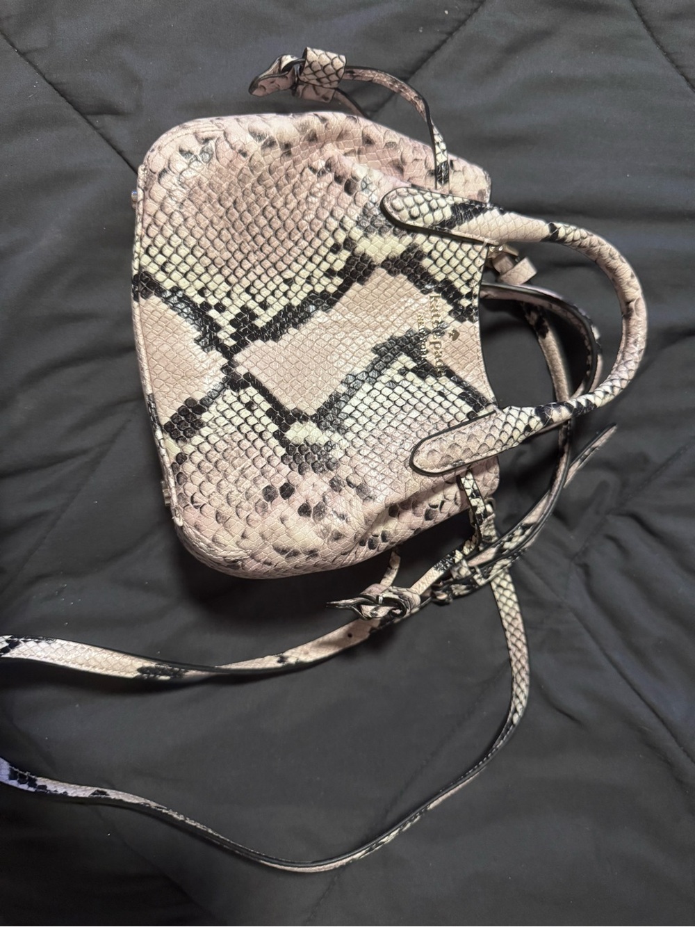 kate spade Pink and Black Python-Print Crossbody Bag